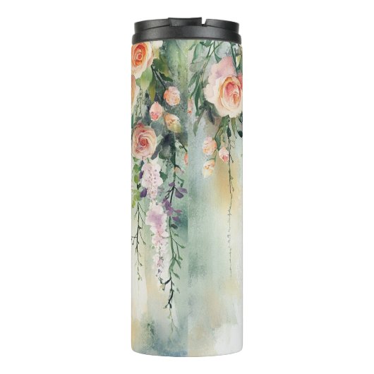 Waterverf Hangende Planten met Rozen Thermosbeker (Achterkant)