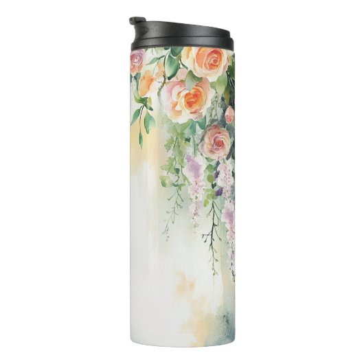 Waterverf Hangende Planten met Rozen Thermosbeker (Geroteerd rechts)