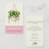 Waterverf Hanging Plant Roze en Crème Visitekaartje (Voorkant / Achterkant)