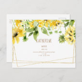 Waterverf Hanging Sunflower Vrijgezellenfeest Invi Uitnodiging Briefkaart (Voorkant / Achterkant)