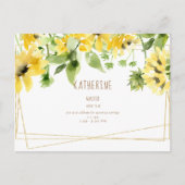 Waterverf Hanging Sunflower Vrijgezellenfeest Invi Uitnodiging Briefkaart (Voorkant)