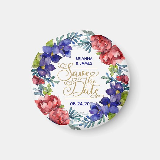Waterverf Happiness Wedding Save Our Date Magneet (Voorkant)