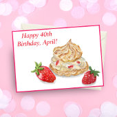 Waterverf Happy 40th Birthday Strawberry Kaart