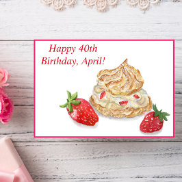 Waterverf Happy 40th Birthday Strawberry Kaart