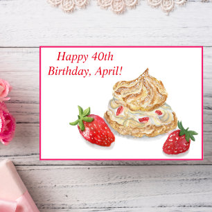 Waterverf Happy 40th Birthday Strawberry Kaart