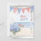 Waterverf Happy 4 juli kust strand scene Feestdagenkaart (Voorkant)