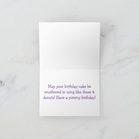 Waterverf Happy 4th Birthday Frosted Donuts Kaart (Binnen)