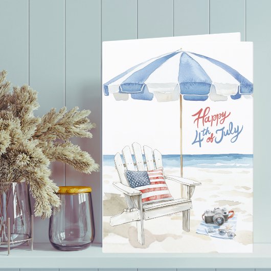 Waterverf Happy 4th of July Strand Scene Blank Feestdagen Kaart