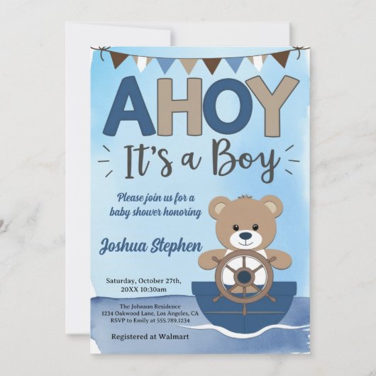 Waterverf Happy Beer Ahoy Het is een Boy Baby show Kaart (Voorkant)