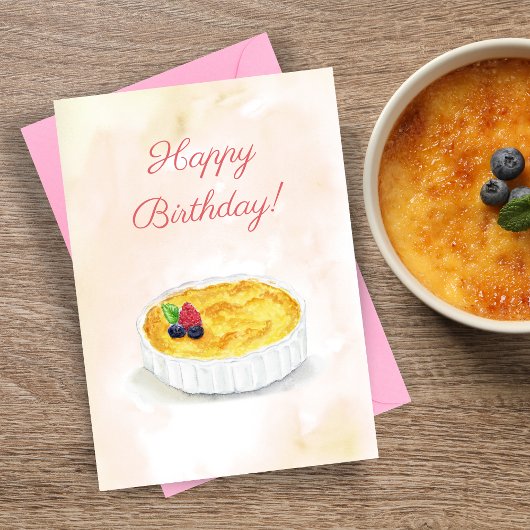 Waterverf Happy Birthday Creme Brûlée Kaart