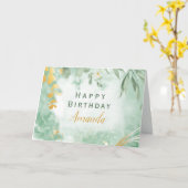 Waterverf Happy Birthday Gevouwen Wenskaart Kaart (Gele Bloem)