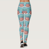 Waterverf Happy Birthday Pink Cake Celebration Leggings (Achterkant)