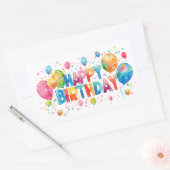 Waterverf Happy Birthday Rechthoekige Sticker (Envelop)