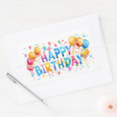 Waterverf Happy Birthday Rechthoekige Sticker (Envelop)