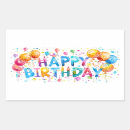 Waterverf Happy Birthday Rechthoekige Sticker