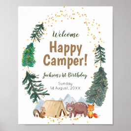 Waterverf Happy Camper 1st Birthday Welkomstteken Poster