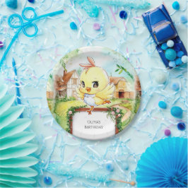 Waterverf Happy Chicken Birthday Papieren Bordje