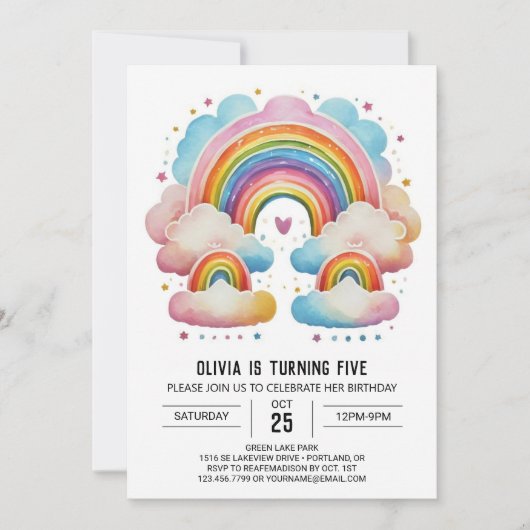 Waterverf Happy Clouds Meisje Birthday Kaart (Voorkant)