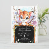 Waterverf Happy Deer Baby shower Kaart (Staand voorkant)