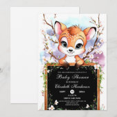 Waterverf Happy Deer Baby shower Kaart (Voorkant / Achterkant)