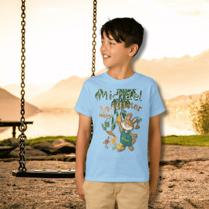 Waterverf Happy Easter Bunny blauw T-shirt