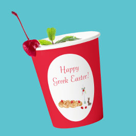 Waterverf Happy Griekse paasbrood met Bunny Cup Papieren Bekers