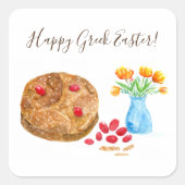 Waterverf Happy Griekse paaseieren Vierkante Sticker (Voorkant)