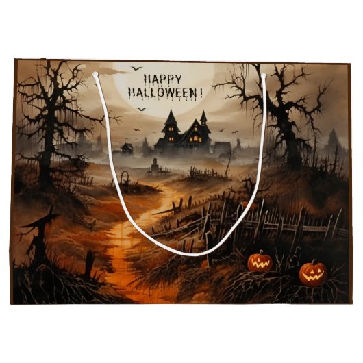 Waterverf Happy Halloween Haunted House Groot Cadeauzakje (Achterkant)