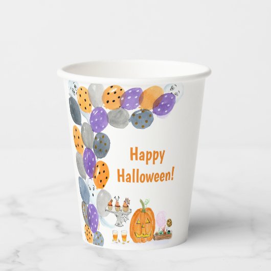 Waterverf Happy Halloween Kostuum Feest Papieren Bekers (Voorkant)