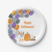 Waterverf Happy Halloween Kostuum Feest Papieren Bordje (Voorkant)