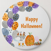 Waterverf Happy Halloween Kostuum Feest Ronde Button 6,0 Cm (Voorkant)