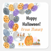 Waterverf Happy Halloween Kostuum Feest Vierkante Sticker (Voorkant)