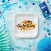 Waterverf Happy Halloween Papieren Bordje (Feest)