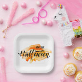 Waterverf Happy Halloween Papieren Bordje (Feest)