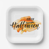 Waterverf Happy Halloween Papieren Bordje (Voorkant)