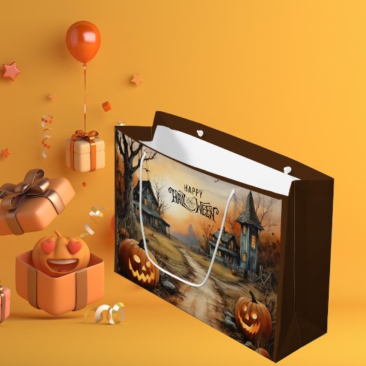 Waterverf Happy Halloween spookhuis Groot Cadeauzakje