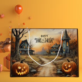 Waterverf Happy Halloween spookhuis Groot Cadeauzakje
