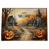 Waterverf Happy Halloween spookhuis Groot Cadeauzakje (Voorkant)