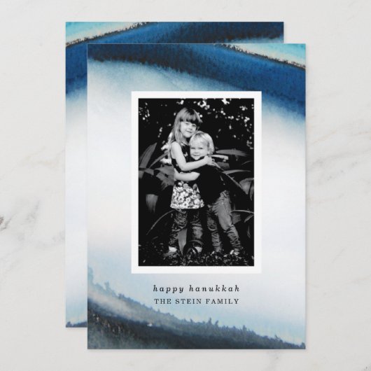 Waterverf Happy Hanukkah Kaart (Voorkant / Achterkant)
