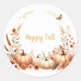 Waterverf Happy Herfst Ronde Sticker