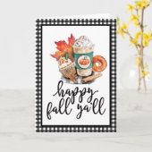 Waterverf Happy Herfst Y'all Kaart (Gele Bloem)