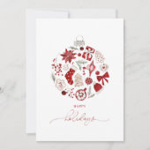 Waterverf Happy Holiday Christmas Ornament Feestdagenkaart (Voorkant)