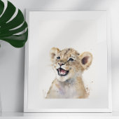 Waterverf Happy Lion Baby Nursery Oerwoud Safari Poster