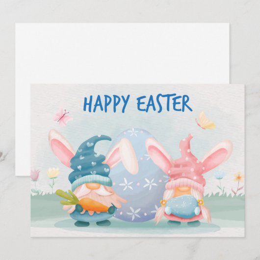 Waterverf Happy Paasgnomen Feestdagenkaart (Voorkant / Achterkant)