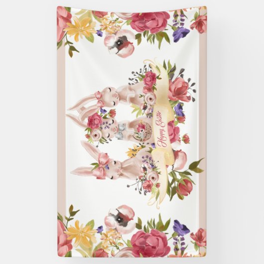 Waterverf Happy Paaster Bunny Spandoek (Verticaal)