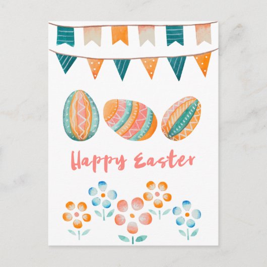 Waterverf Happy Pasen Briefkaart (Voorkant)