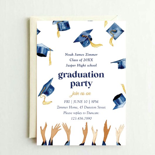 Waterverf Happy Petten Graduation Party Kaart