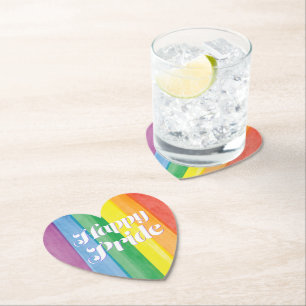 Waterverf Happy Pride Regenboog Kartonnen Onderzetters