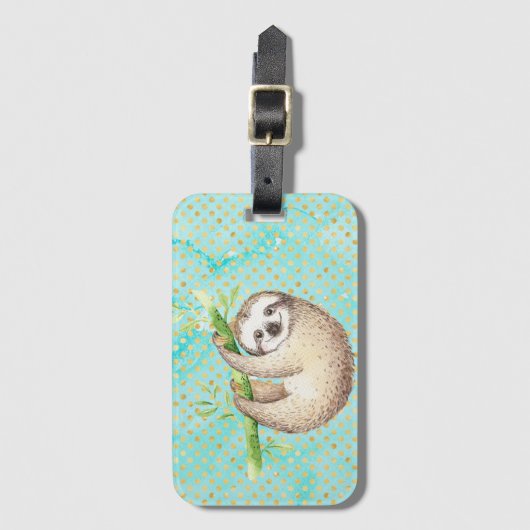 Waterverf Happy Sloth Bagagelabel (Voorkant (verticaal))