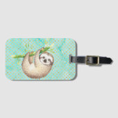 Waterverf Happy Sloth Bagagelabel (Voorkant (horizontaal))